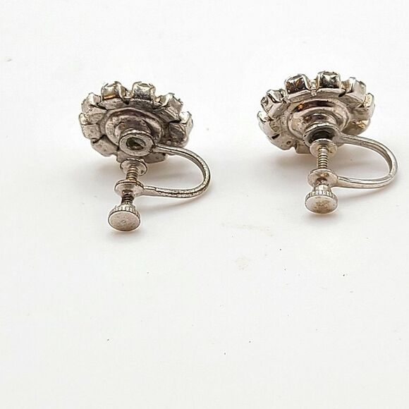 Vtg Rhinestone Screw Back Earrings - Picture 4 of 4
